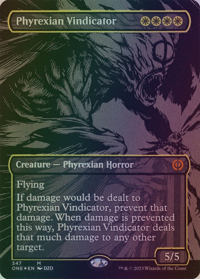 Phyrexian Vindicator (ONE) (347) / Borderless / Oil Slick Foil