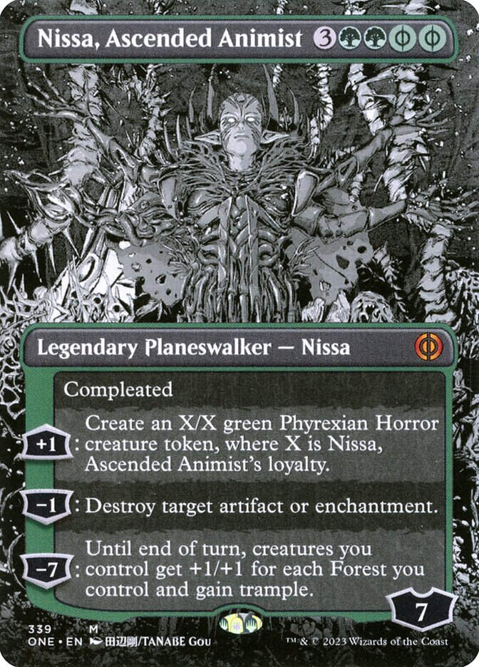 Nissa, Ascended Animist (ONE) (339) / Borderless / Showcase