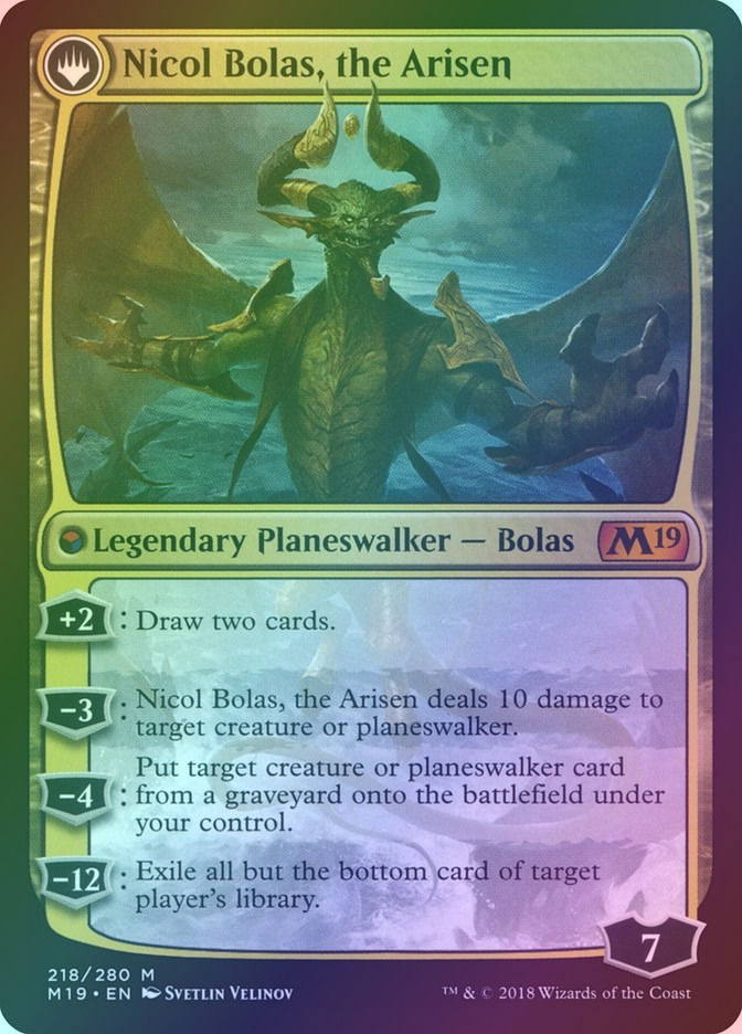 Nicol Bolas, the Ravager // Nicol Bolas, the Arisen (M19) (218) / Foil — cara 2 de 2