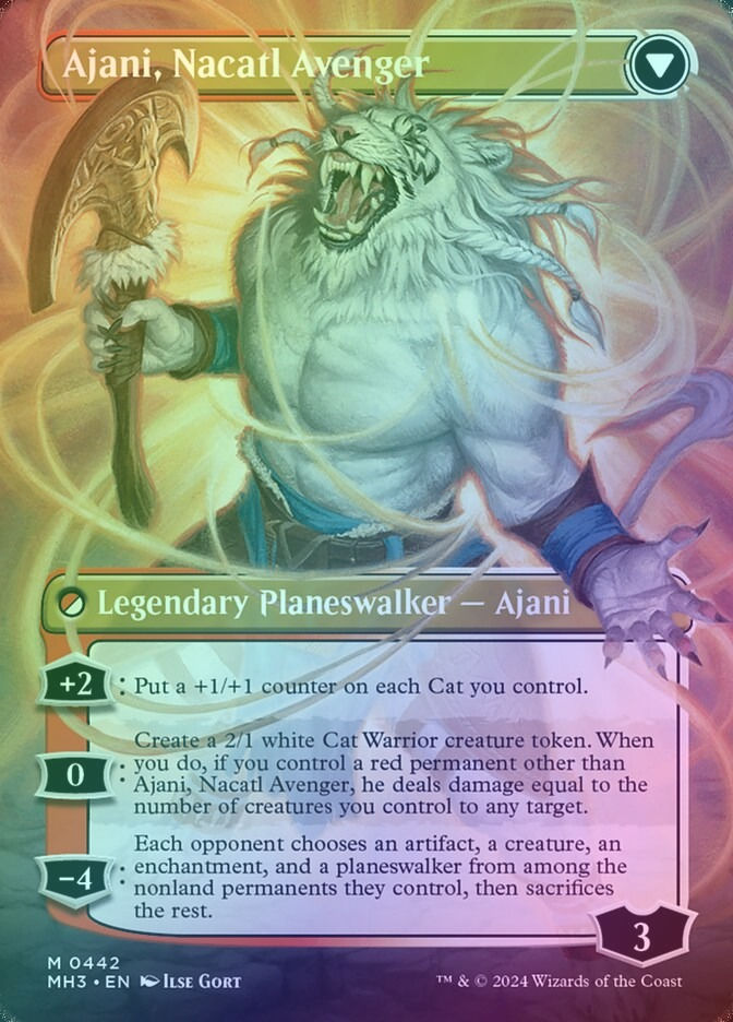 Ajani, Nacatl Pariah // Ajani, Nacatl Avenger (MH3) (442) / Borderless / Foil — cara 2 de 2