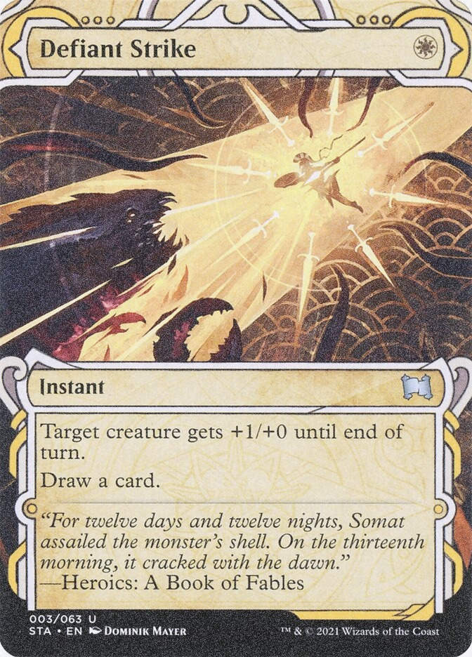 Defiant Strike (STA) (3) / Borderless / Showcase / Foil Etched