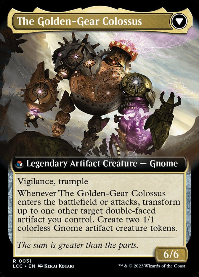 Tetzin, Gnome Champion // The Golden-Gear Colossus (LCC) (31) / Extended Art — cara 2 de 2