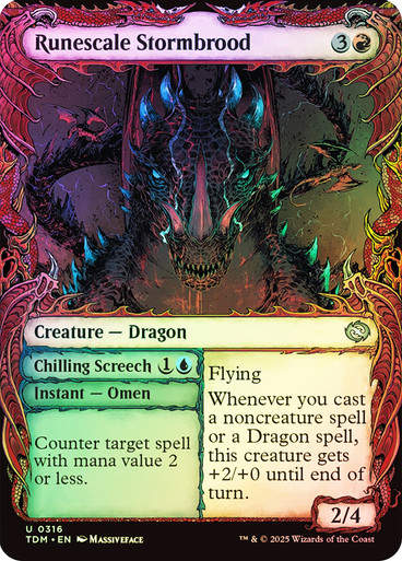 Runescale Stormbrood // Chilling Screech (TDM) (316) / Foil / Showcase