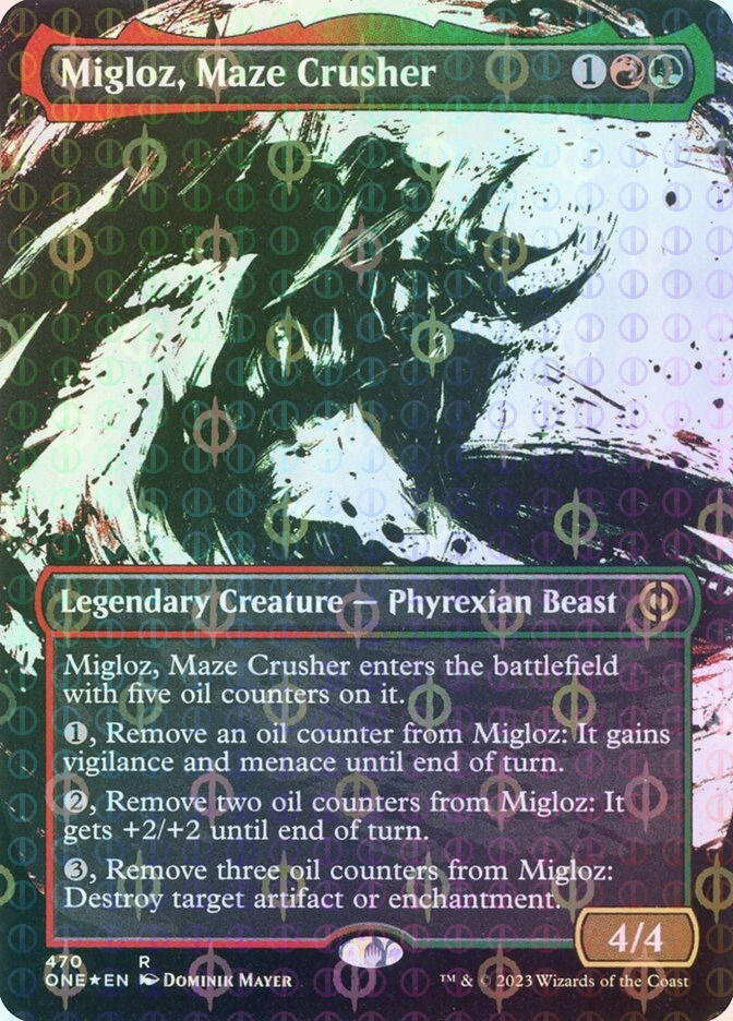 Migloz, Maze Crusher (ONE) (470) / Borderless / Showcase / Compleat Foil