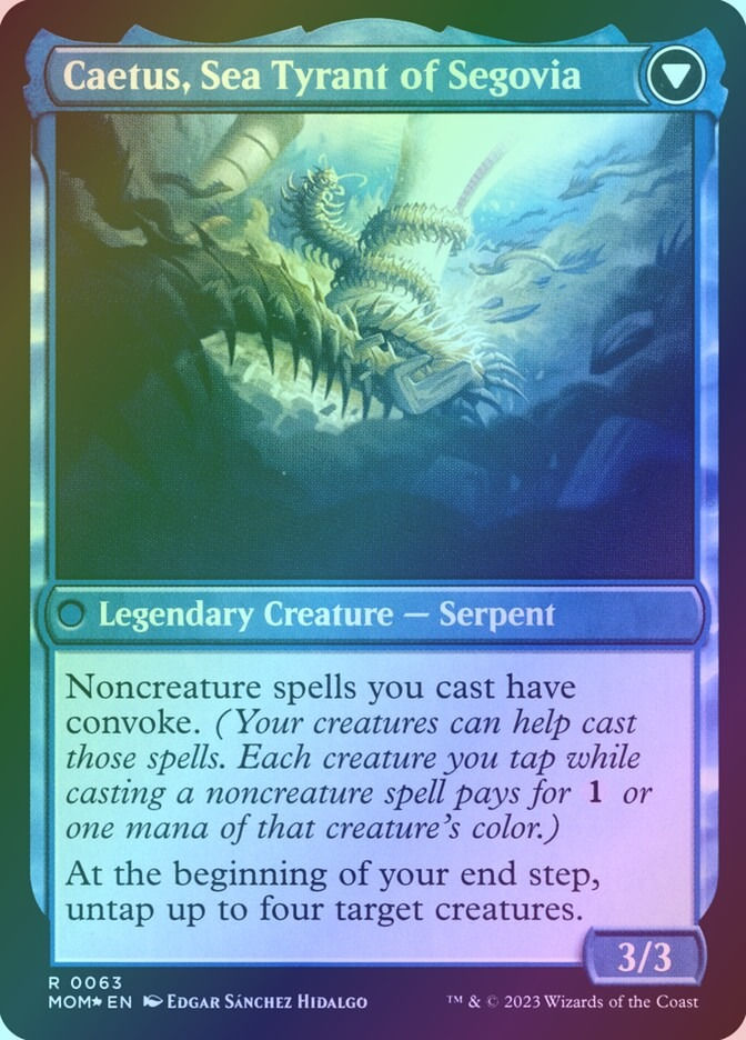 Thumbnail: Invasion of Segovia // Caetus, Sea Tyrant of Segovia (PMOM) (63s) / Foil