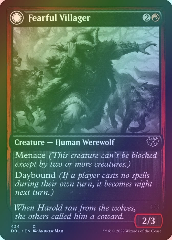 Fearful Villager // Fearsome Werewolf (DBL) (424) / Foil — cara 1 de 2