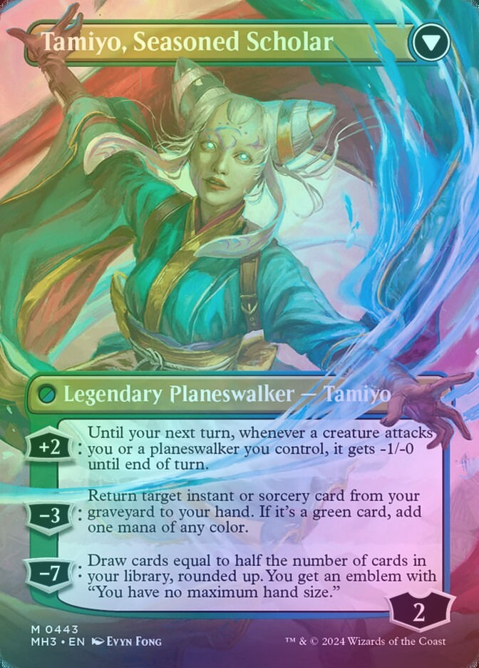 Tamiyo, Inquisitive Student // Tamiyo, Seasoned (MH3) (443) / Borderless / Foil — cara 2 de 2