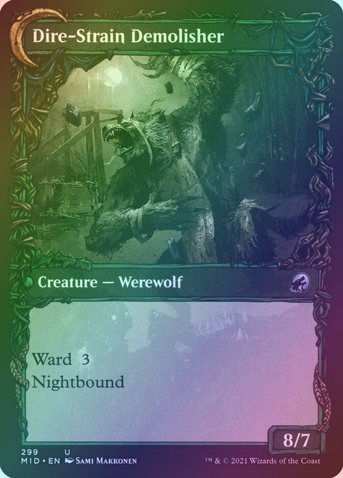 Burly Breaker // Dire-Strain Demolisher (MID) (299) / Showcase / Foil — cara 2 de 2