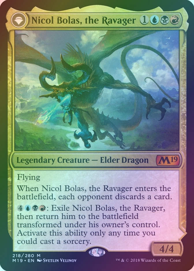 Nicol Bolas, the Ravager // Nicol Bolas, the Arisen (M19) (218) / Foil