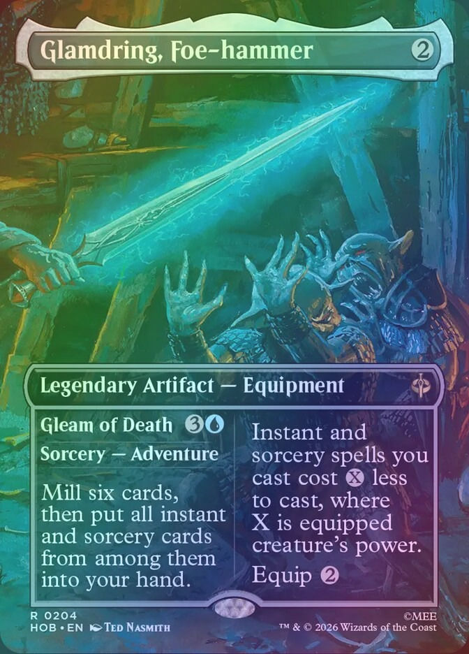 Glamdring, Foe-hammer // Gleam of Death (HOB) (204) / Borderless / Foil