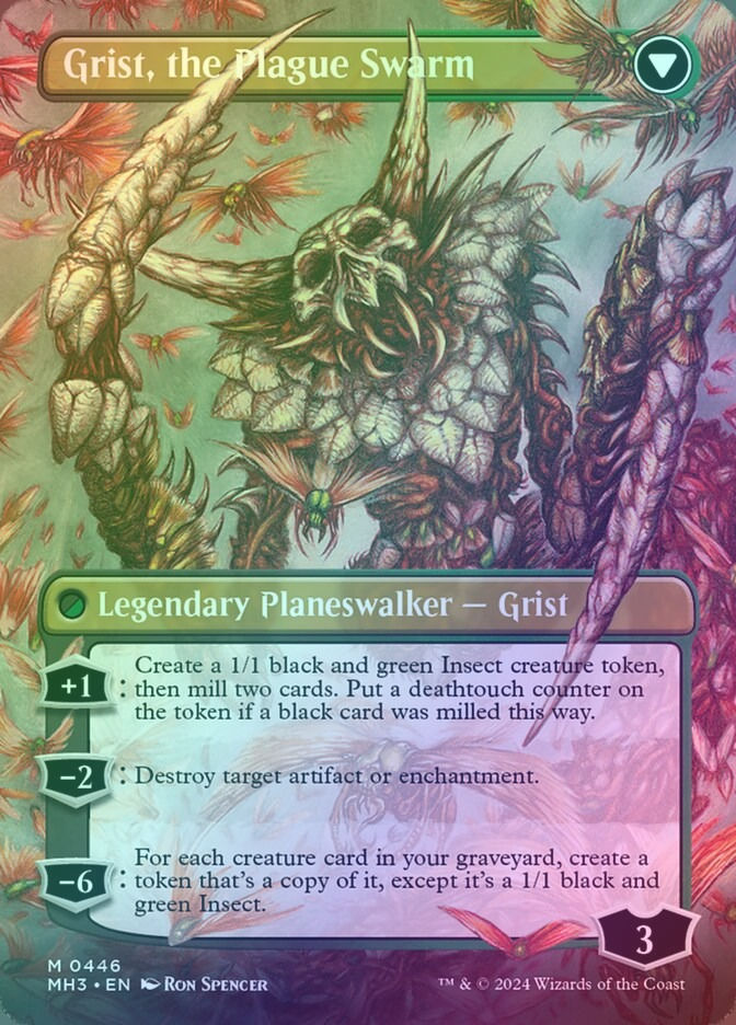 Grist, Voracious Larva // Grist, the Plague (MH3) (446) / Borderless / Foil — cara 2 de 2