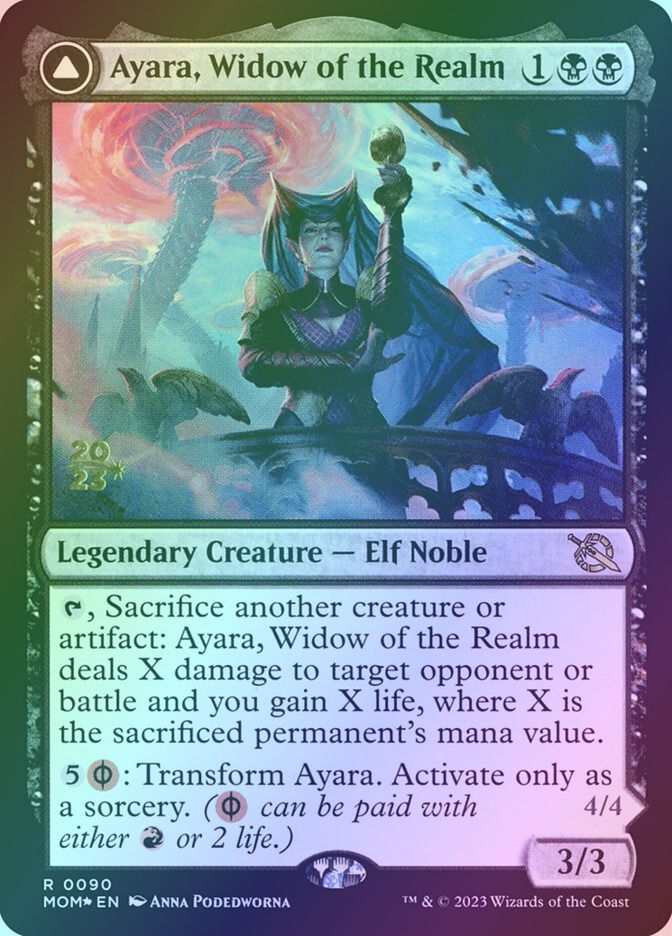 Ayara, Widow of the Realm // Ayara, Furnace Queen (PMOM) (90s) / Foil — cara 1 de 2