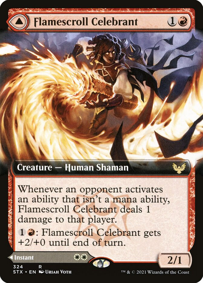 Flamescroll Celebrant // Revel in Silence (STX) (324) / Extended Art — cara 1 de 2