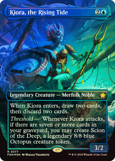 Kiora, the Rising Tide (FDN) (377) / Mana Foil / Borderless