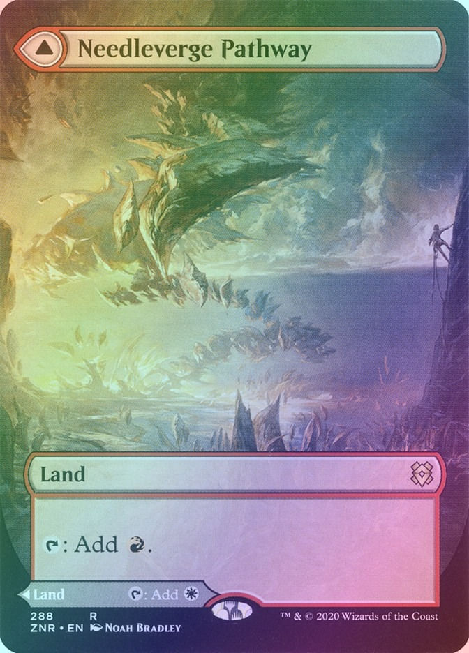 Needleverge Pathway // Pillarverge Pathway (ZNR) (288) / Borderless / Foil — cara 1 de 2