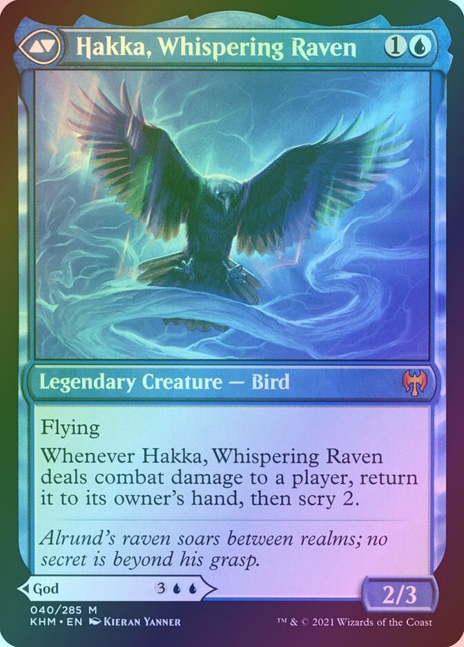 Alrund, God of the Cosmos // Hakka, Whispering Raven (KHM) (40) / Foil — cara 2 de 2