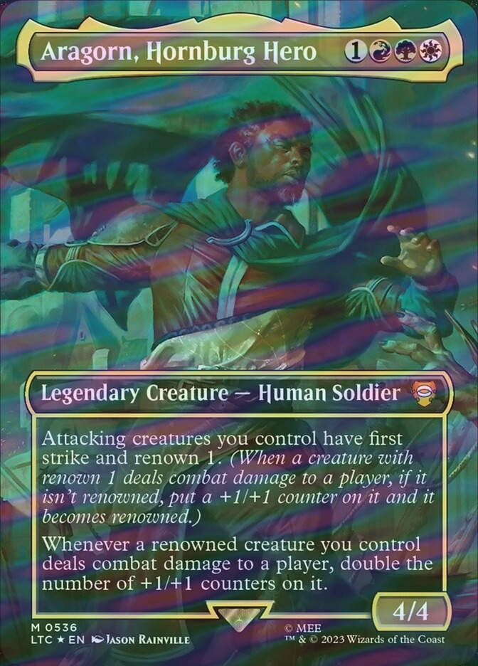 Aragorn, Hornburg Hero (LTC) (536) / Borderless / Surge Foil