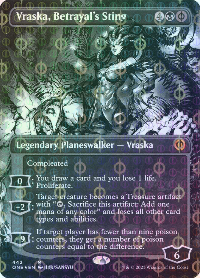 Vraska, Betrayal's Sting (ONE) (442) / Borderless / Showcase / Compleat Foil
