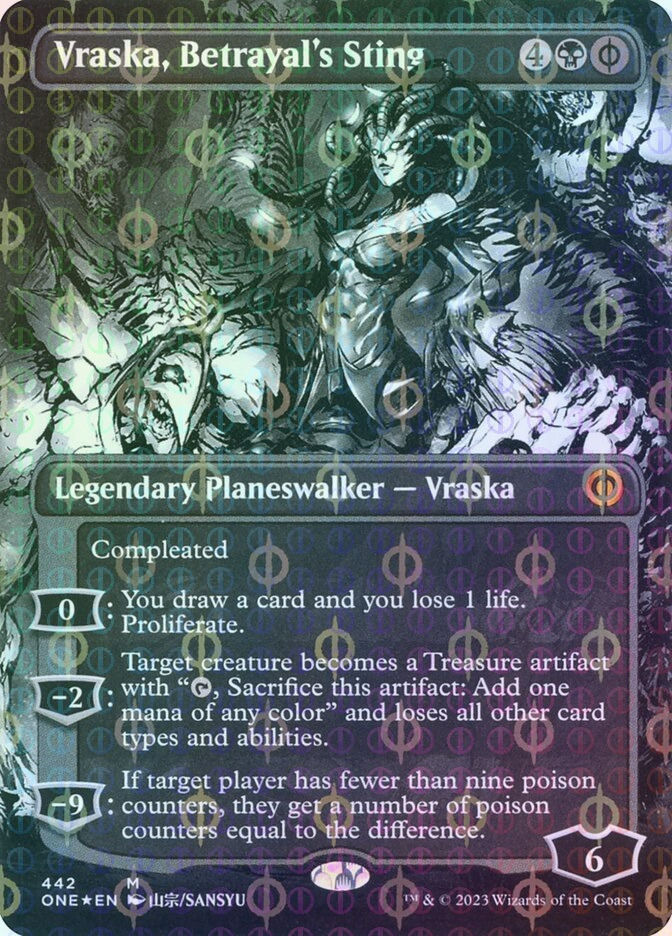 Vraska, Betrayal's Sting (ONE) (442) / Borderless / Showcase / Compleat Foil