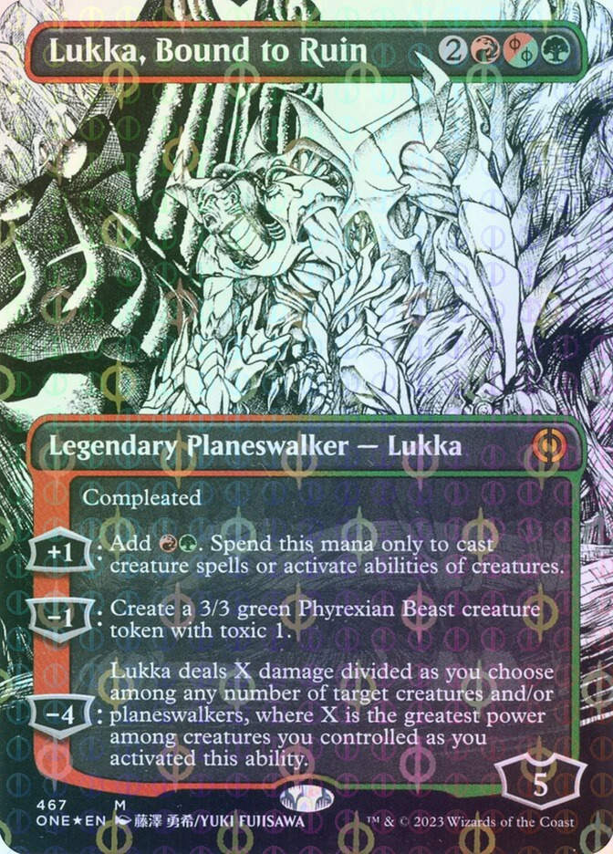 Lukka, Bound to Ruin (ONE) (467) / Borderless / Showcase / Compleat Foil