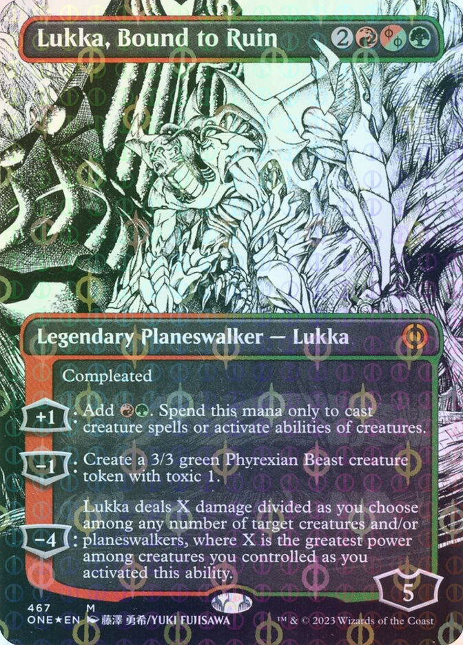 Lukka, Bound to Ruin (ONE) (467) / Borderless / Showcase / Compleat Foil