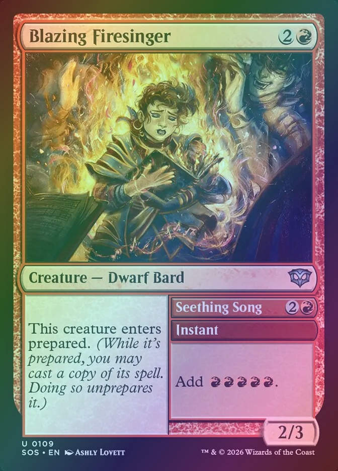 Blazing Firesinger // Seething Song (SOS) (109) / Foil