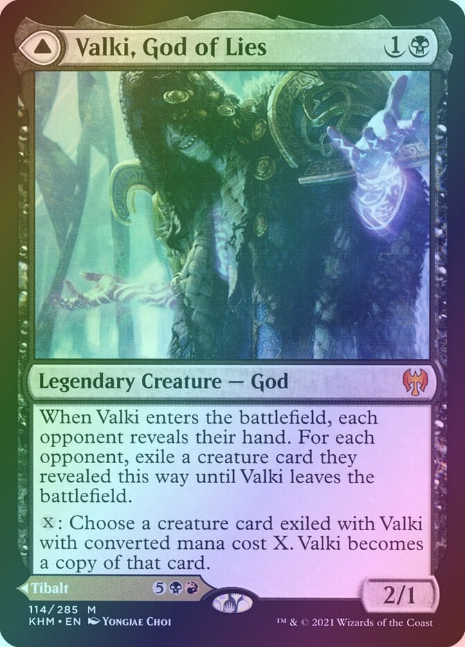 Valki, God of Lies // Tibalt, Cosmic Impostor (KHM) (114) / Foil — cara 1 de 2