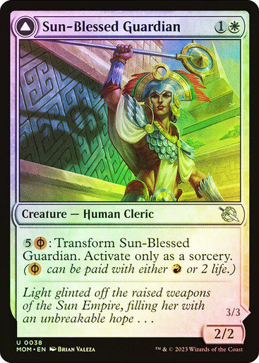Sun-Blessed Guardian // Furnace-Blessed Conqueror (mom) / Foil — cara 1 de 2