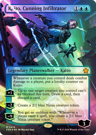Kaito, Cunning Infiltrator (FDN) (418) / Mana Foil / Borderless