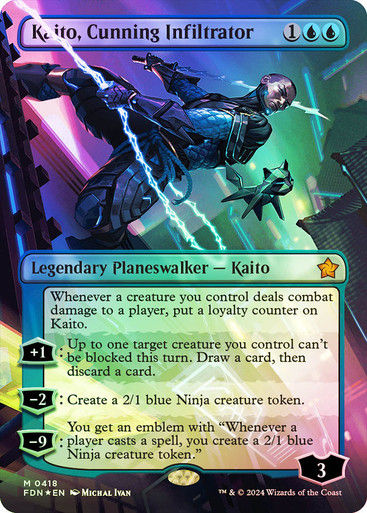 Kaito, Cunning Infiltrator (FDN) (418) / Mana Foil / Borderless