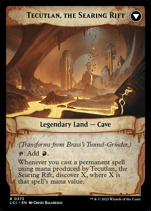 Brass's Tunnel-Grinder // Tecutlan, the Searing Rift (lci) / Extended Art — cara 2 de 2