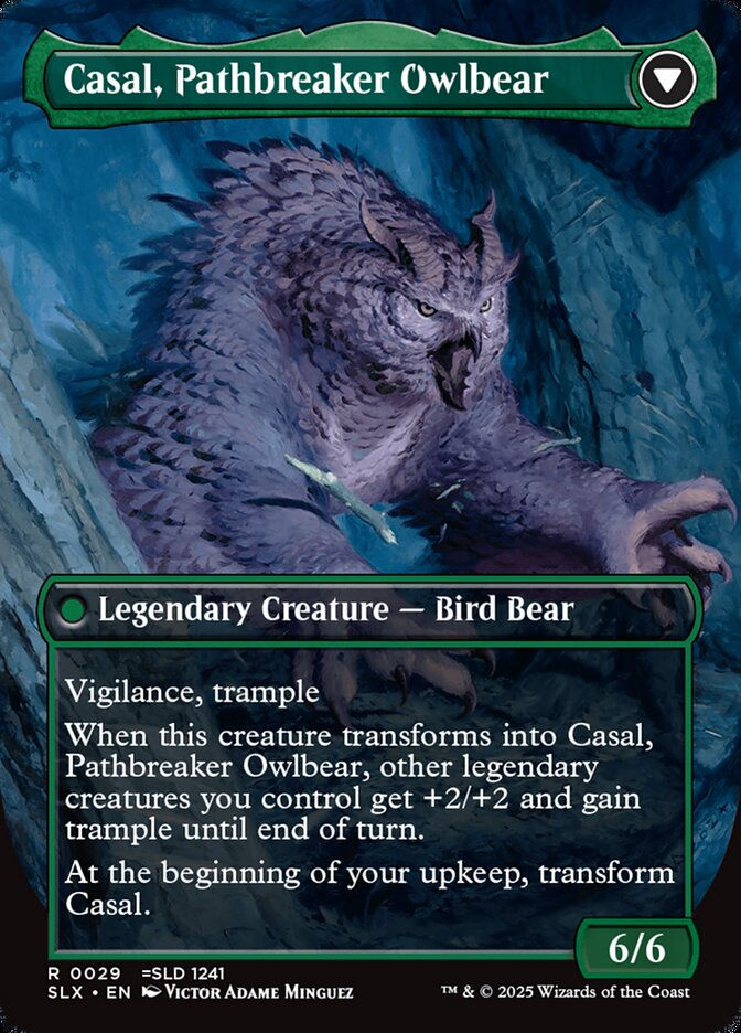 Casal, Lurkwood Pathfinder // Casal, Pathbreaker Owlbear (SLX) (29) / Borderless — cara 2 de 2