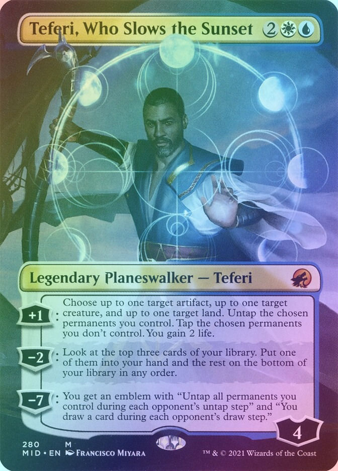 Teferi, Who Slows the Sunset (MID) (280) / Borderless / Foil