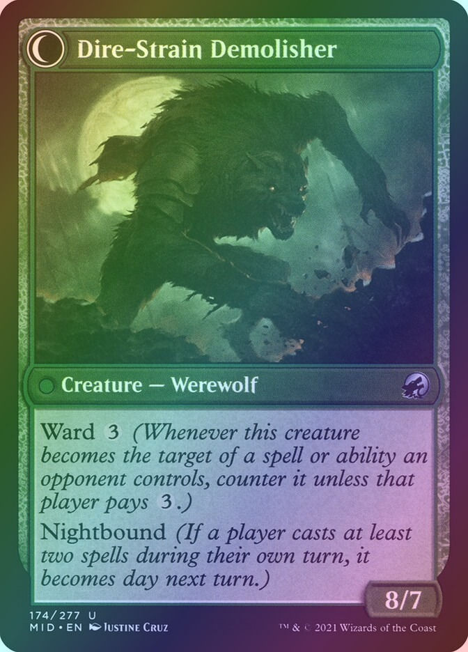 Burly Breaker // Dire-Strain Demolisher (MID) (174) / Foil — cara 2 de 2