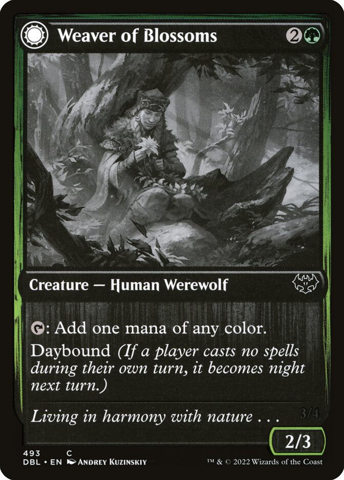 Weaver of Blossoms // Blossom-Clad Werewolf (DBL) (493) — cara 1 de 2