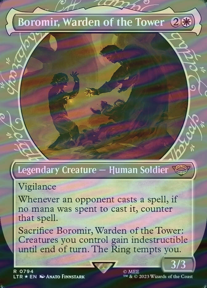 Boromir, Warden of the Tower (LTR) (794) / Borderless / Showcase / Surge Foil