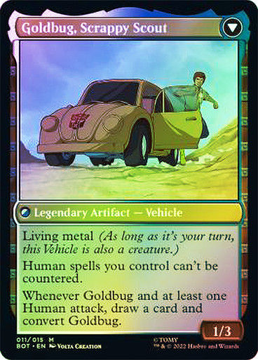Goldbug, Humanity's Ally // Goldbug, Scrappy Scout (BOT) (11) / Foil — cara 2 de 2