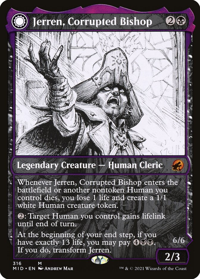 Jerren, Corrupted Bishop // Ormendahl, the Corrupter (MID) (316) — cara 1 de 2