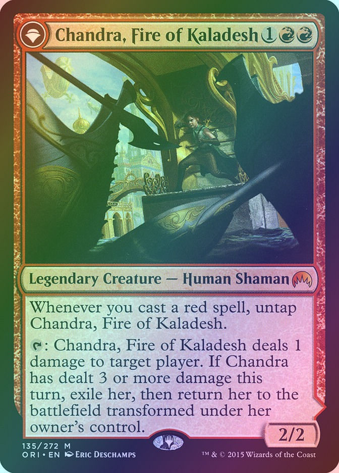 Chandra, Fire of Kaladesh // Chandra, Roaring Flame (ORI) (135) / Foil — cara 1 de 2