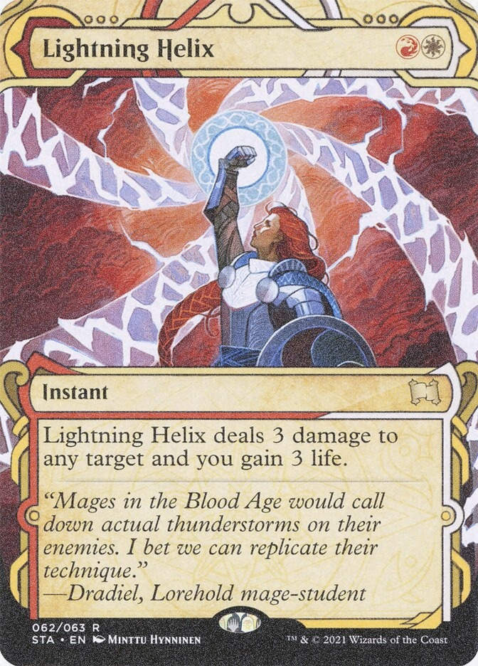 Lightning Helix (STA) (62) / Borderless / Showcase / Foil Etched
