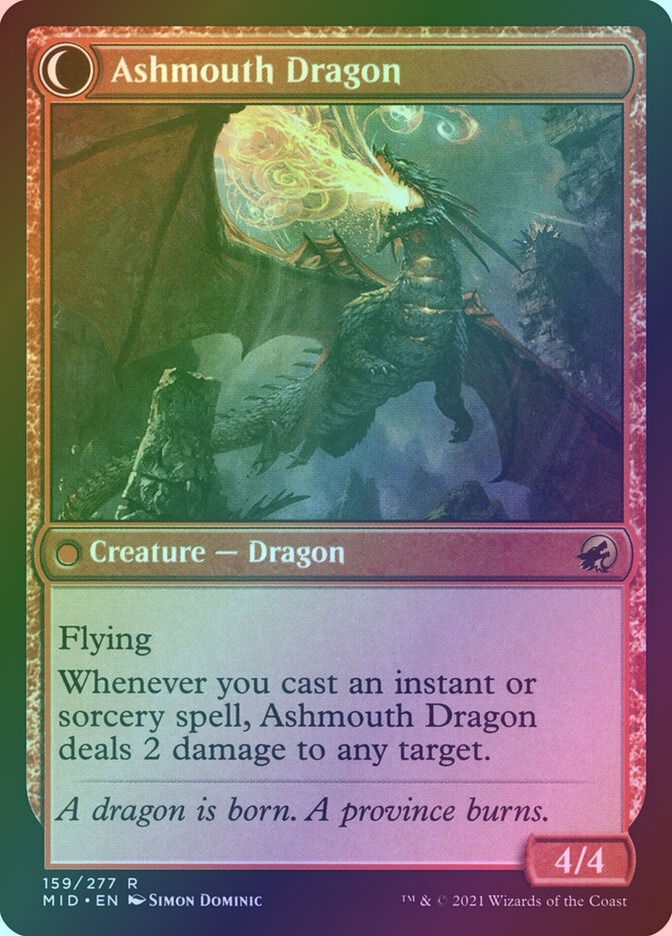Smoldering Egg // Ashmouth Dragon (MID) (159) / Foil — cara 2 de 2