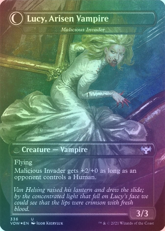 Innocent Traveler // Malicious Invader (VOW) (336) / Borderless / Foil — cara 2 de 2