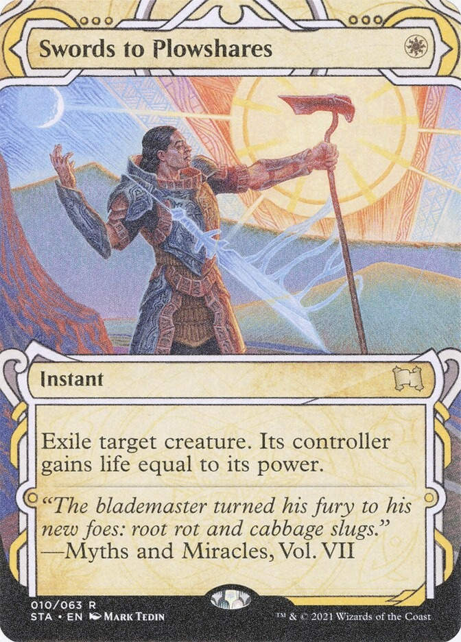 Swords to Plowshares (STA) (10) / Borderless / Showcase / Foil Etched