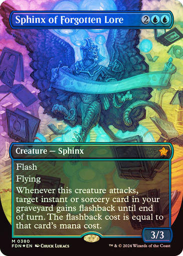 Sphinx of Forgotten Lore (FDN) (380) / Mana Foil / Borderless