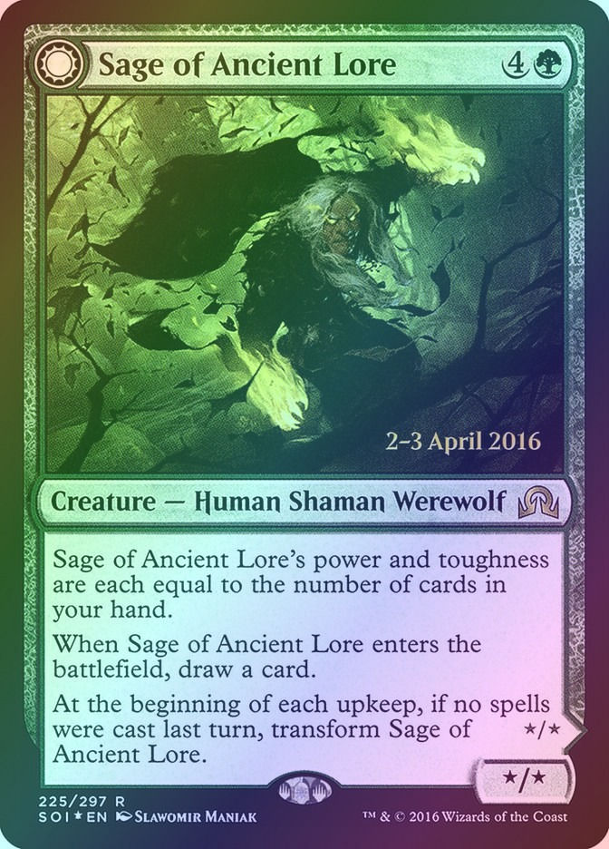 Sage of Ancient Lore // Werewolf of Ancient Hunger (PSOI) (225s) / Foil — cara 1 de 2