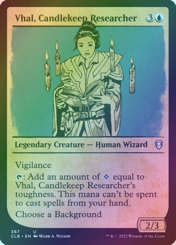 Vhal, Candlekeep Researcher (CLB) (387) / Showcase / Foil