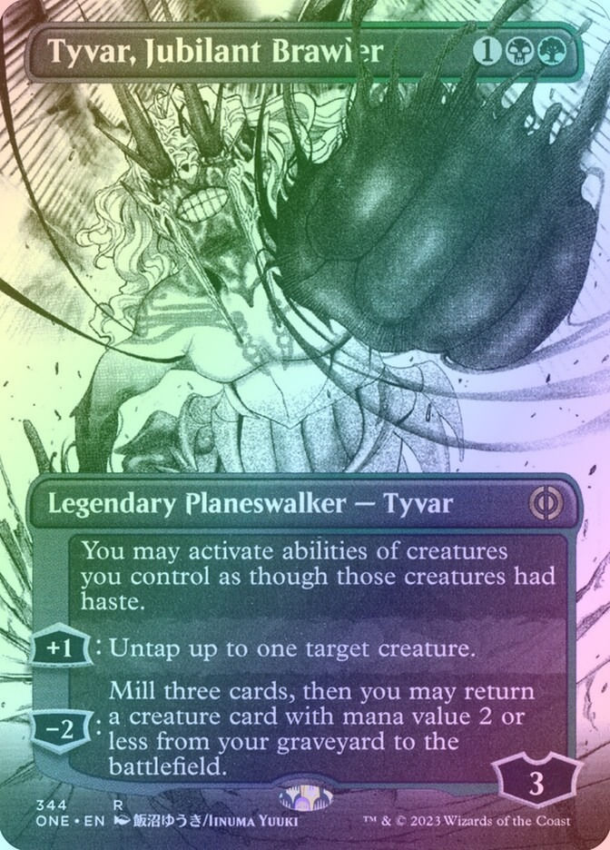 Tyvar, Jubilant Brawler (ONE) (344) / Borderless / Showcase / Foil