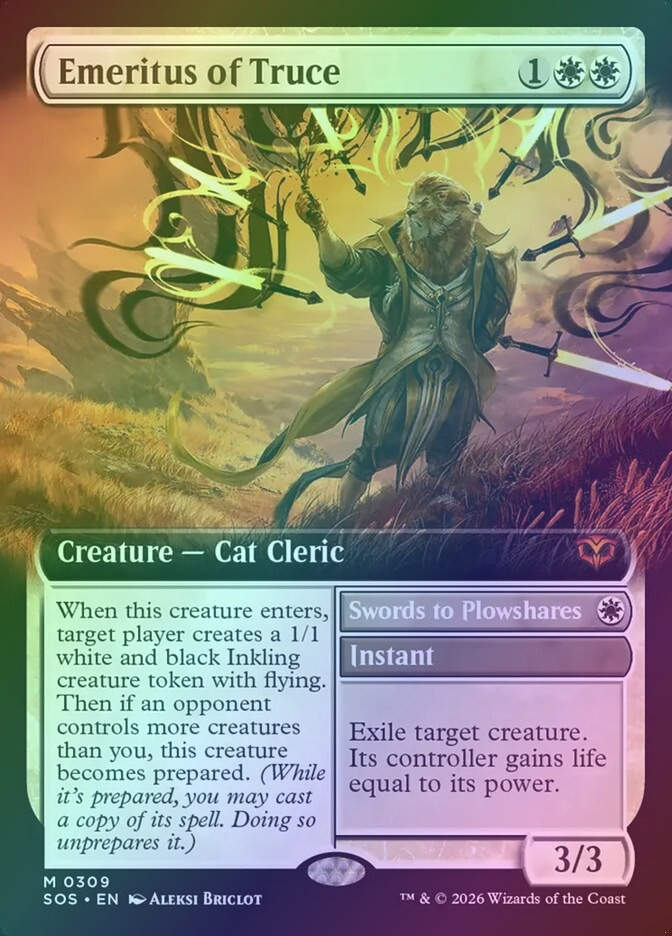 Emeritus of Truce // Swords to Plowshares (SOS) (309) / Extended Art / Foil