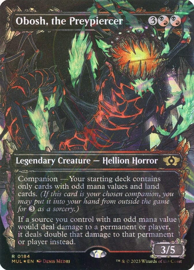 Obosh, the Preypiercer (MUL) (184) / Borderless / Showcase / Halo Foil