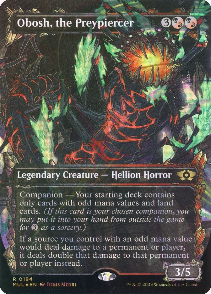 Obosh, the Preypiercer (MUL) (184) / Borderless / Showcase / Halo Foil